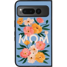 Google Pixel Fold Case Hülle - Silikon schwarz Mom 2026 Flowers