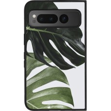 Coque Google Pixel Fold - Silicone rigide noir Monstera Plant