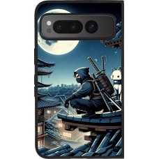 Google Pixel Fold Case Hülle - Silikon schwarz Ninja unter dem Mond