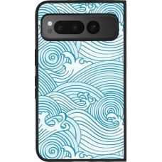 Coque Google Pixel Fold - Silicone rigide noir Ocean Waves
