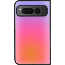 Coque Google Pixel Fold - Silicone rigide noir Orange Pink Blue Gradient