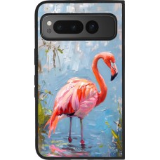 Google Pixel Fold Case Hülle - Silikon schwarz Paint Flamingo