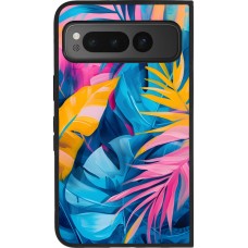 Coque Google Pixel Fold - Silicone rigide noir Palms Blue