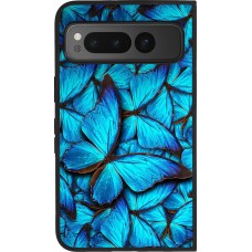 Coque Google Pixel Fold - Silicone rigide noir Papillon bleu