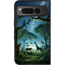 Google Pixel Fold Case Hülle - Silikon schwarz Paradies der exotischen Tiere