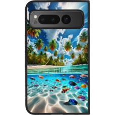 Coque Google Pixel Fold - Silicone rigide noir Plage Paradis