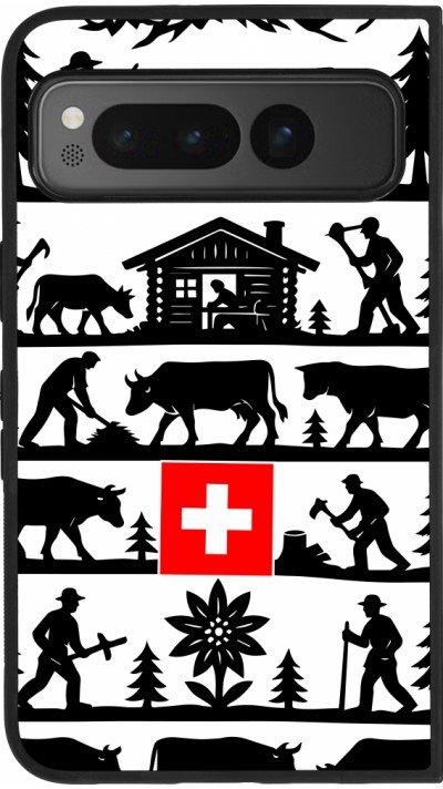 Coque Google Pixel Fold - Silicone rigide noir Poya Suisse 1