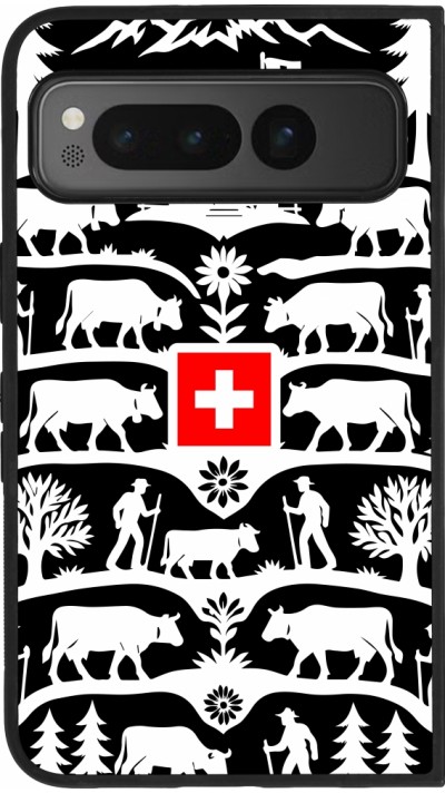 Coque Google Pixel Fold - Silicone rigide noir Poya Suisse 3 noir