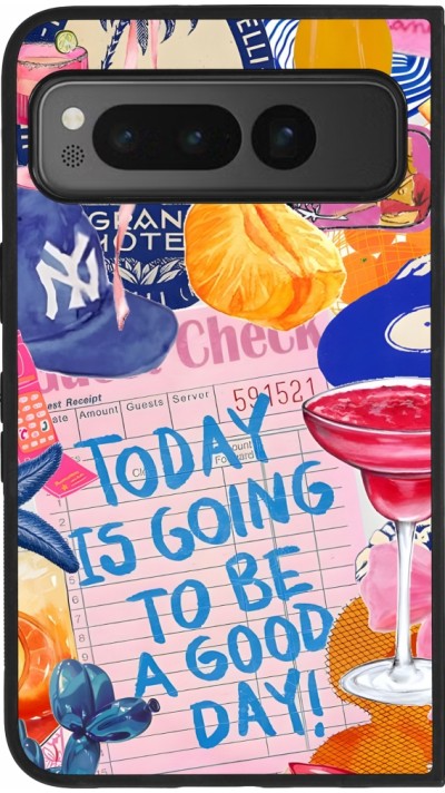 Coque Google Pixel Fold - Silicone rigide noir Preppy Today is Going to be a good day