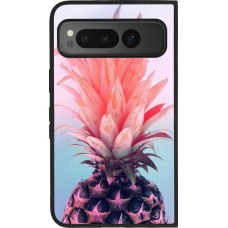 Google Pixel Fold Case Hülle - Silikon schwarz Purple Pink Pineapple