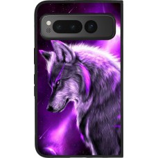 Google Pixel Fold Case Hülle - Silikon schwarz Purple Sky Wolf