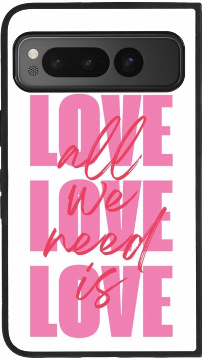 Coque Google Pixel Fold - Silicone rigide noir Saint Valentines Day 26 Love all we need is