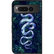 Google Pixel Fold Case Hülle - Silikon schwarz Snake Blue Anaconda