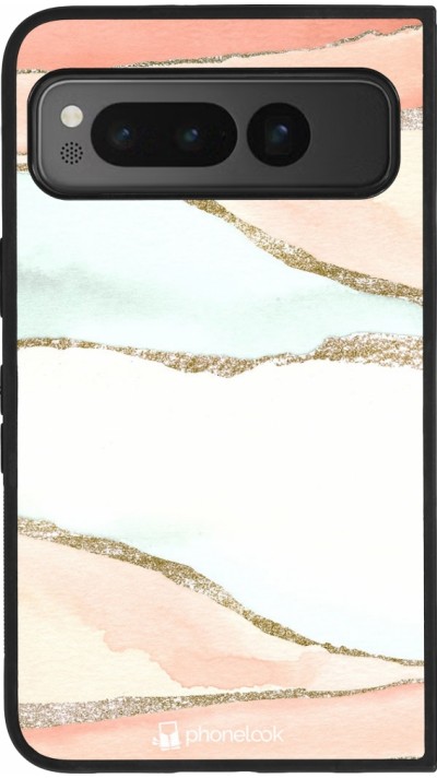 Coque Google Pixel Fold - Silicone rigide noir Shimmering Orange