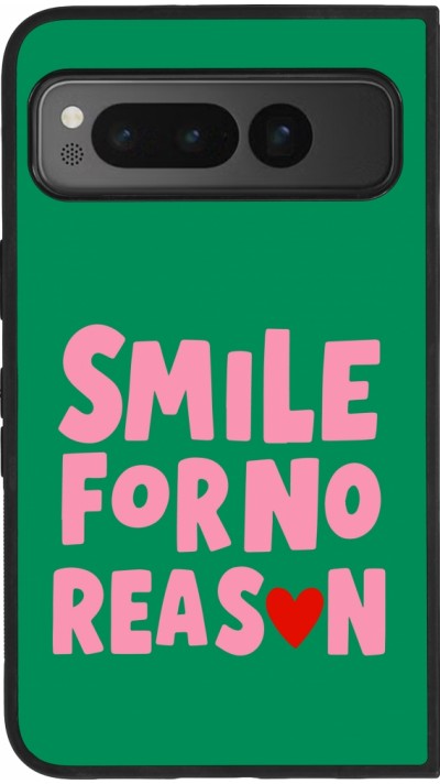 Coque Google Pixel Fold - Silicone rigide noir Smile for no reason 2026