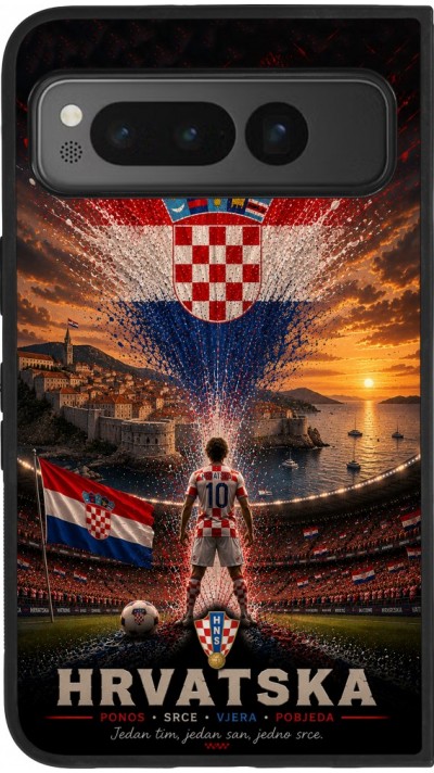 Google Pixel Fold Case Hülle - Silikon schwarz Fussball Kroatien splash 2026