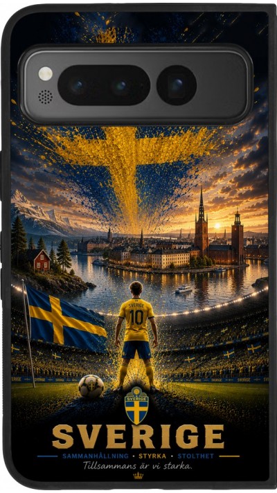 Google Pixel Fold Case Hülle - Silikon schwarz Fussball Schweden splash 2026