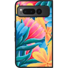 Google Pixel Fold Case Hülle - Silikon schwarz Spring 23 colorful flowers