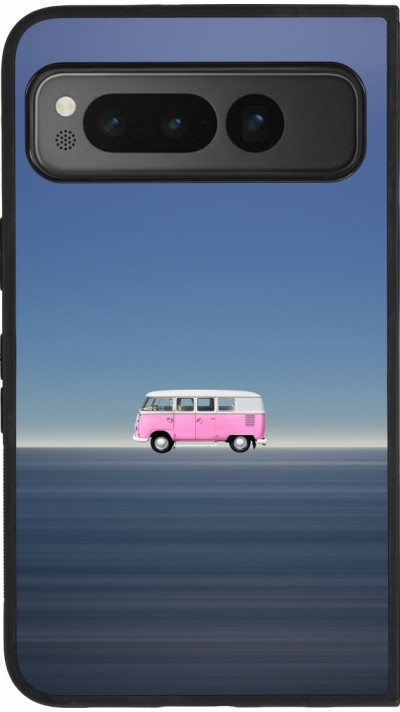 Coque Google Pixel Fold - Silicone rigide noir Spring 23 pink bus