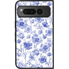 Google Pixel Fold Case Hülle - Silikon schwarz Spring 23 watercolor blue flowers