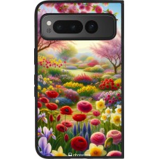 Google Pixel Fold Case Hülle - Silikon schwarz Frühling 25 Strauß Frühling