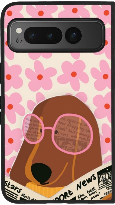 Google Pixel Fold Case Hülle - Silikon schwarz Dog with newspaper Spring 2026