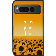 Google Pixel Fold Case Hülle - Silikon schwarz Summer 2025 Enjoy your life