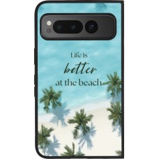 Google Pixel Fold Case Hülle - Silikon schwarz Summer 2025 Life is better at the beach