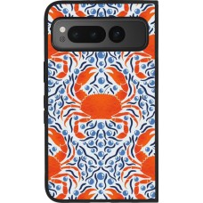 Coque Google Pixel Fold - Silicone rigide noir Crabs and pearls Summer 2026