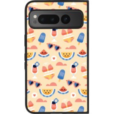 Coque Google Pixel Fold - Silicone rigide noir Pattern Summer 2026