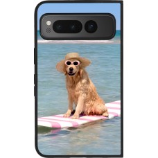 Coque Google Pixel Fold - Silicone rigide noir Summer Dog on Paddle