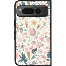 Google Pixel Fold Case Hülle - Silikon schwarz Sommer Pink Muster
