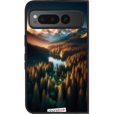Coque Google Pixel Fold - Silicone rigide noir Sunset Forest Lake