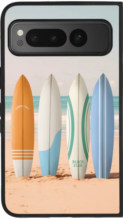 Coque Google Pixel Fold - Silicone rigide noir Summer surfboard 2025