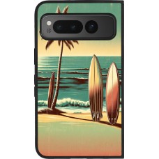 Google Pixel Fold Case Hülle - Silikon schwarz Surf Paradise