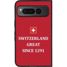 Coque Google Pixel Fold - Silicone rigide noir Switzerland Great Since 1291