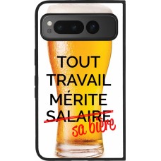 Coque Google Pixel Fold - Silicone rigide noir Tout travail mérite sa bière