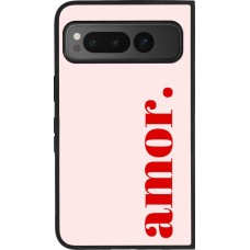 Coque Google Pixel Fold - Silicone rigide noir Valentine 2024 amor