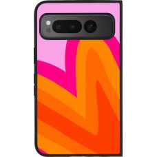 Coque Google Pixel Fold - Silicone rigide noir Valentine 2024 heart gradient