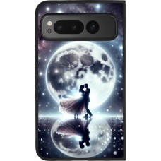 Coque Google Pixel Fold - Silicone rigide noir Valentine 2024 Love under the moon