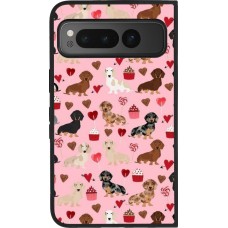 Coque Google Pixel Fold - Silicone rigide noir Valentine 2024 puppy love
