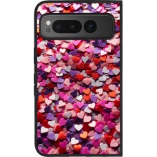 Coque Google Pixel Fold - Silicone rigide noir Valentine 2025 Confetti