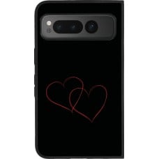 Google Pixel Fold Case Hülle - Silikon schwarz Valentine 2023 attached heart