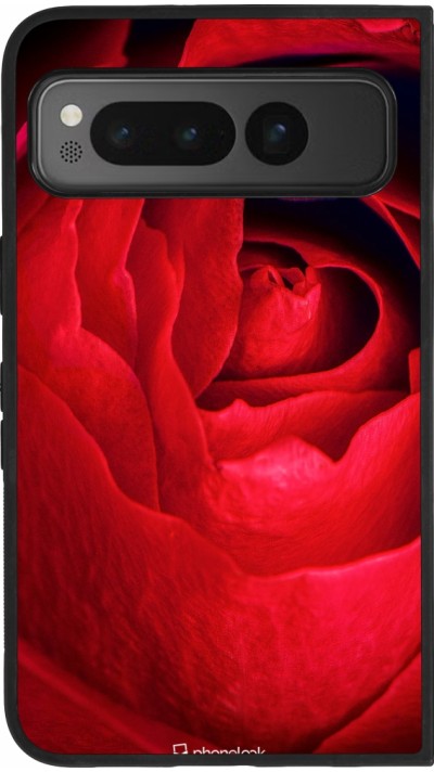 Coque Google Pixel Fold - Silicone rigide noir Valentine 2022 Rose