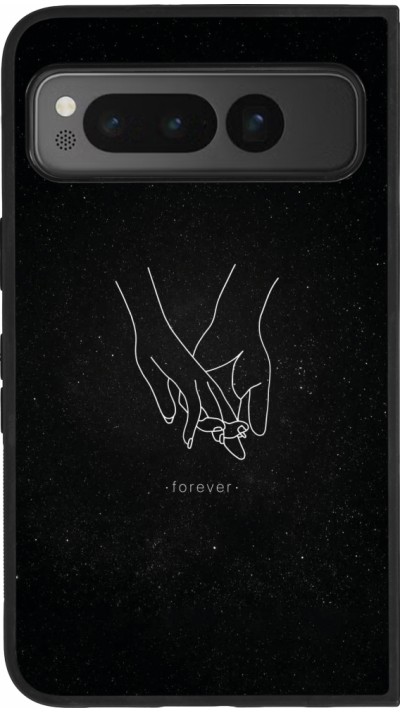 Coque Google Pixel Fold - Silicone rigide noir Valentine 2023 hands forever