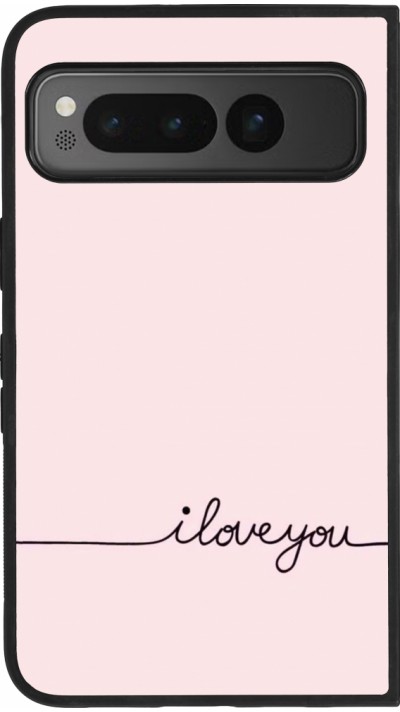 Coque Google Pixel Fold - Silicone rigide noir Valentine 2023 i love you writing