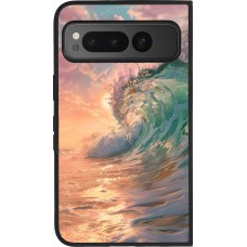 Coque Google Pixel Fold - Silicone rigide noir Wave Sunset