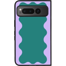 Coque Google Pixel Fold - Silicone rigide noir Wavy Rectangle Green Purple