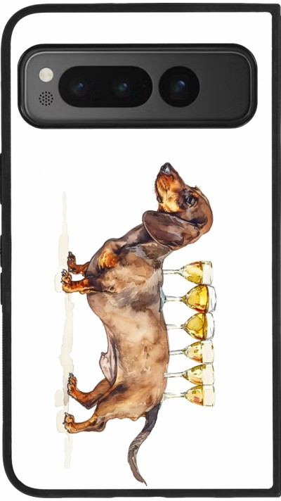 Coque Google Pixel Fold - Silicone rigide noir Wine Teckel