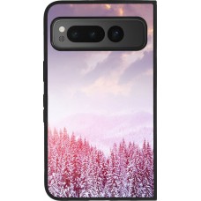 Coque Google Pixel Fold - Silicone rigide noir Winter 22 Pink Forest